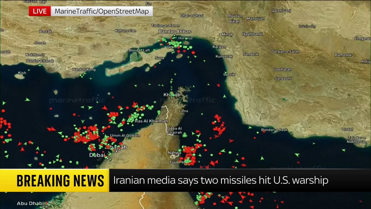BREAKING: Iran has said it stopped a US warship from entering the Strait of Hormuz. Two missiles hit the warship near Jask Island after it ignored Iranian warnings, according to Iran's Fars news agency. Middle East war latest: 📺 Sky 501 and YouTube