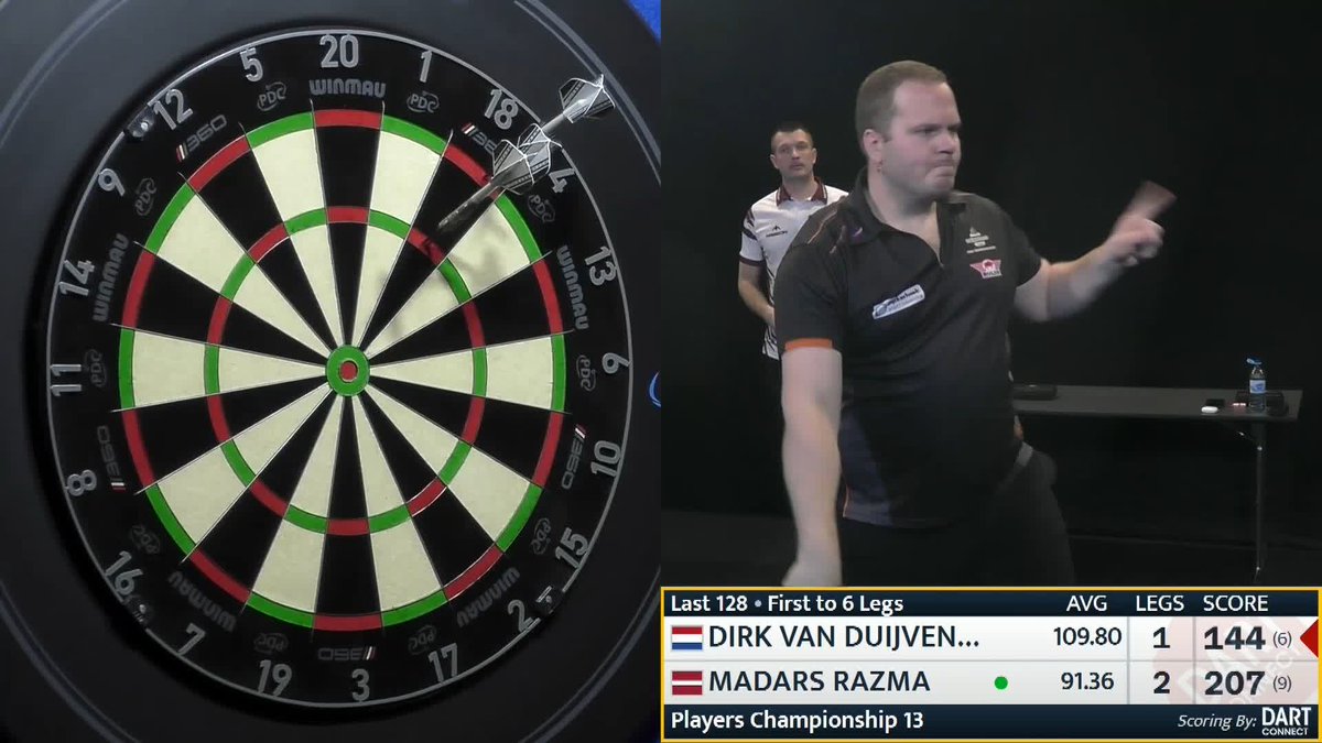 NINE-DART DIRK! 🙌 Dirk van Duijvenbode nails the nine-darter in Hildesheim! The Dutchman produces perfection in his opening round tie against Madars Razma! #PC13