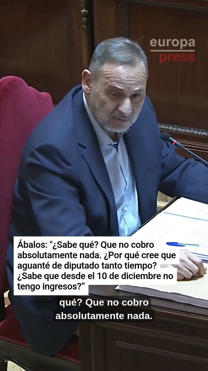 Ábalos: "¿Sabe qué? Que no cobro absolutamente nada. ¿Por qué cree que aguanté de diputado tanto tiempo? ¿Sabe que desde el 10 de diciembre no tengo ingresos? ¿Que me han dejado en la cárcel sin ningún ingreso? Me han quitado hasta la indemnización"