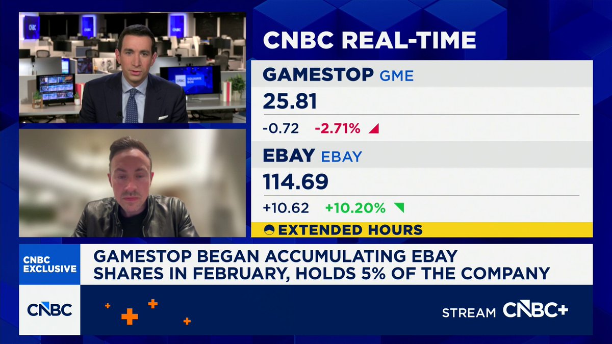 “We are offering half cash, half stock, and we have the ability to issue stock in order to get the deal done," says $GME CEO Ryan Cohen on offering a bid for eBay. Watch the full interview: