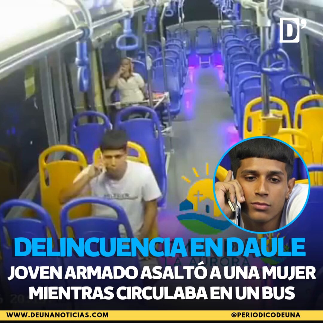 Una mujer fue víctima de asalto mientras se movilizaba en un bus por el sector de Villa del Rey, en la parroquia #LaAurora, #Daule. Según la denuncia ciudadana, el sujeto dijo que si no entregaba el celular la iba a matar. La cámara de seguridad de la unidad grabó al delincuente armado para ser localizado.