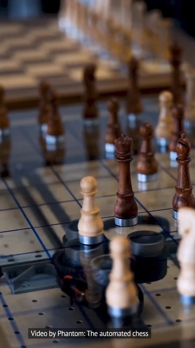 Electromagnets in the Phantom Chess set allow the chess pieces to switch almost imperceptibly. The smooth, seamless movements allow the game to flow naturally, without interruptions or distractions. Video Credit: Phantom Chess #chess #phantomchess #engineering #technology #chessboard #magnetism #electromagnetism
