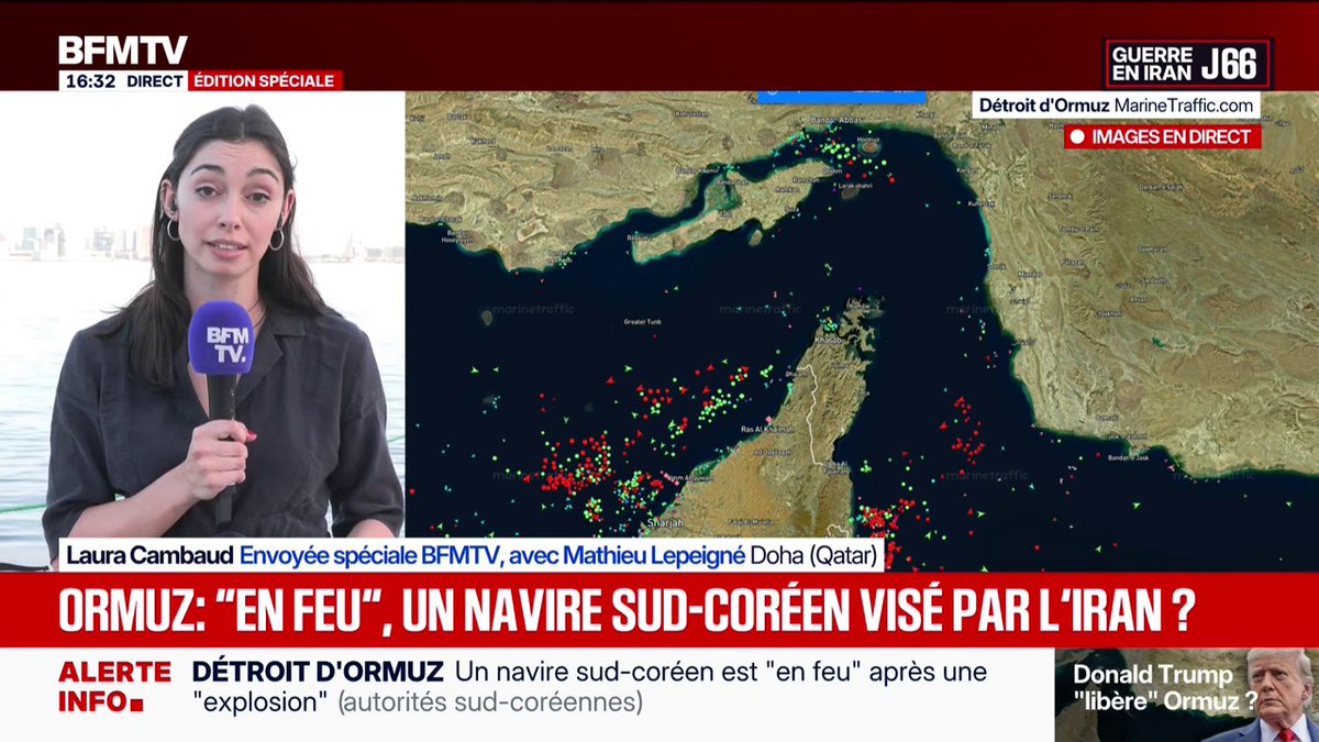 Guerre au Moyen-Orient: un navire sud-coréen "en feu" après une "explosion" dans le détroit d'Ormuz