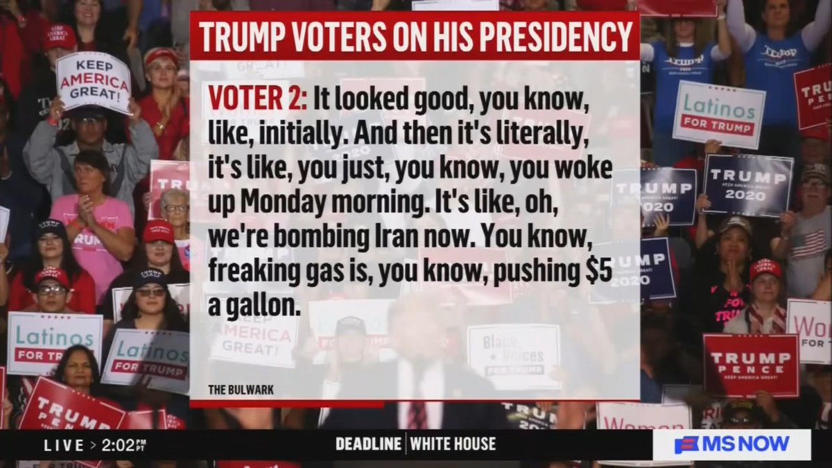 Trump voter: It's like you woke up Monday morning and oh, we're bombing Iran now. Freaking gas is pushing $5 a gallon.