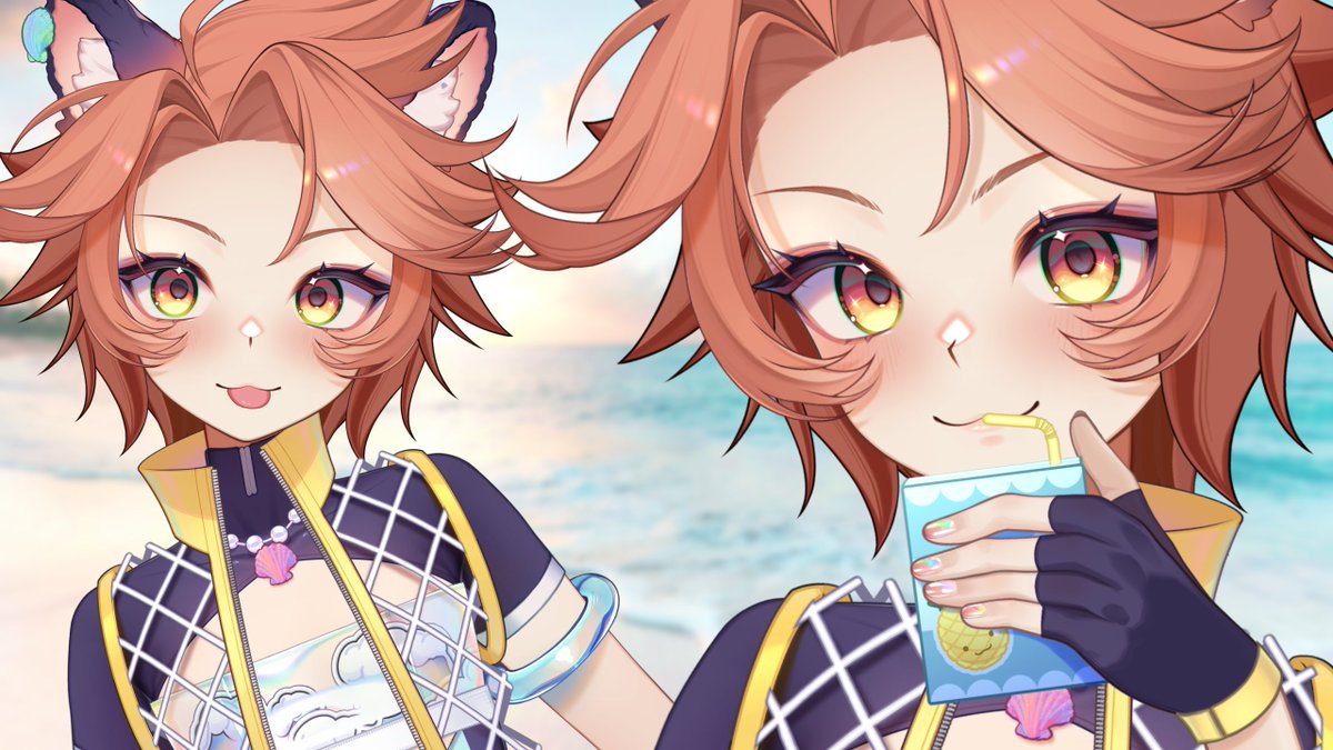 【 Live2D Showcase 】Shoal Crestide 🦦🫧 I had the pleasure to work on the Art and Rig for Shoal's 2.0 Live2D model! Thank you 🧡 #Live2DShowcase