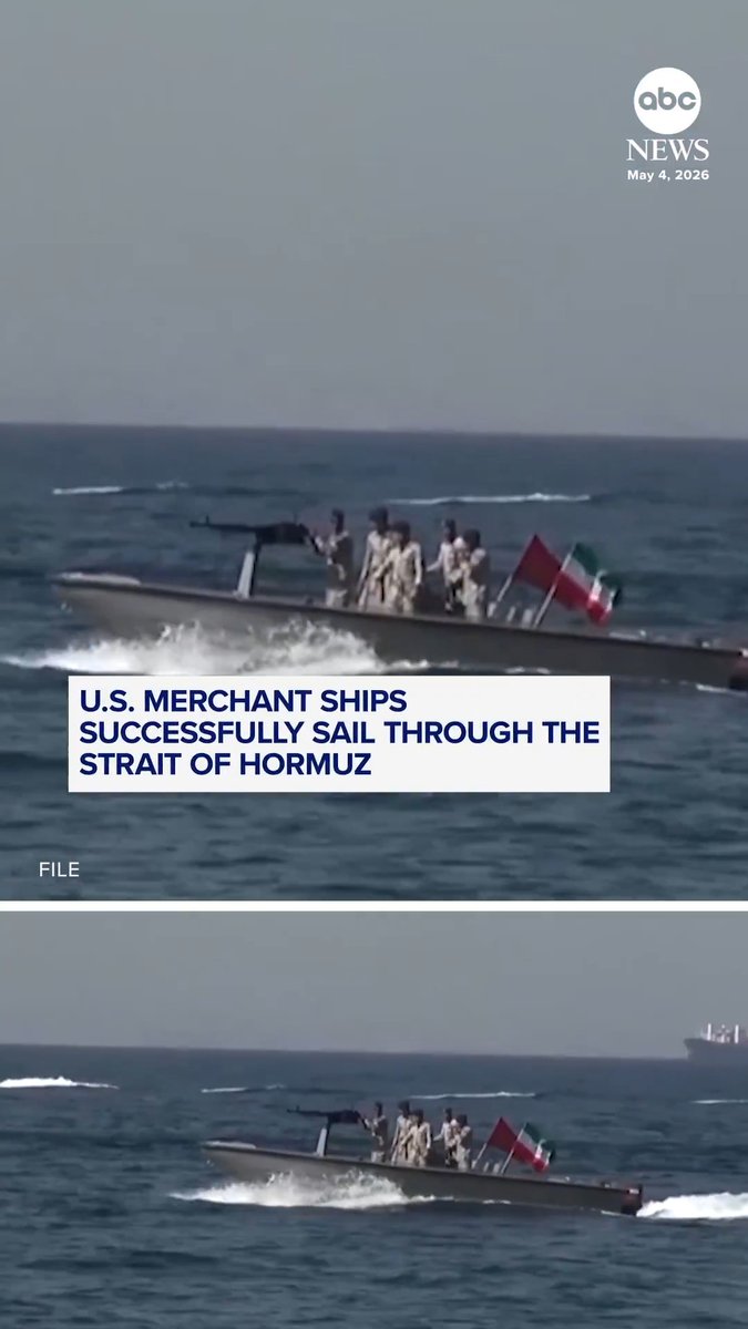 The U.S. says two American-flagged ships have made it through the Strait of Hormuz. U.S. Central Command says the merchant ships successfully transited the strait and are safely continuing their journey.