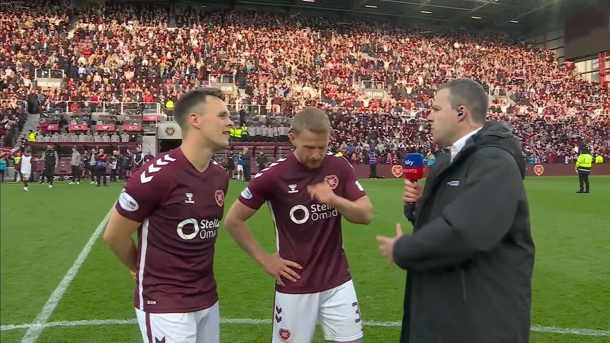 🗣️ "We fed off the crowd and it set us up to get the winner" 🗣️ "The fans are loving it, and they should be" Hear from goal-scorers Stephen Kingsley and Lawrence Shankland after Hearts' victory over Rangers ⤵️