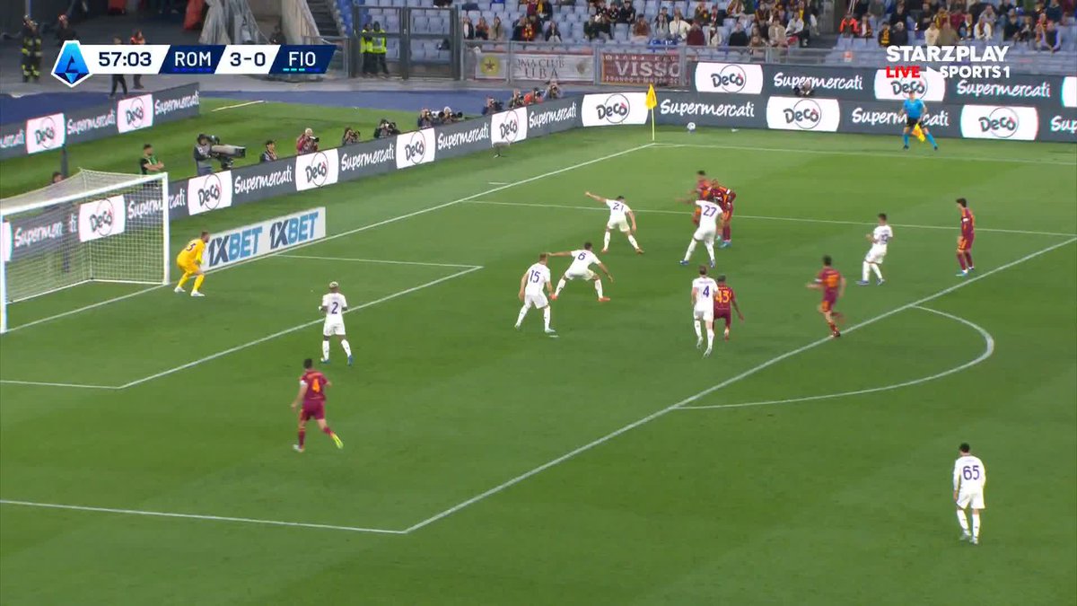 مالين يصنعها بخارج القدم وبيسيلي يختمها برأسية جميلة ويعلن الرابع لروما ⚽ #الدوري_الإيطالي 🇮🇹 | #روما_فيورنتينا