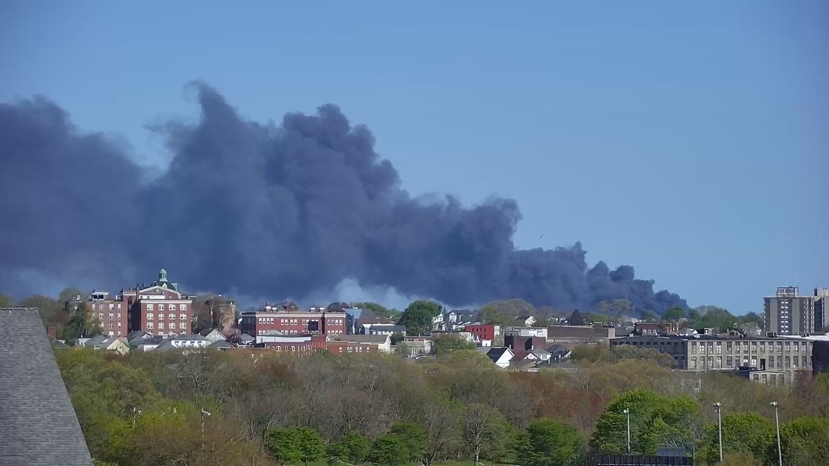 Massive plume of smoke rising from Westport, MA! Avoid the area of Rt. 6 and 88 at this time. NBC 10 WJAR