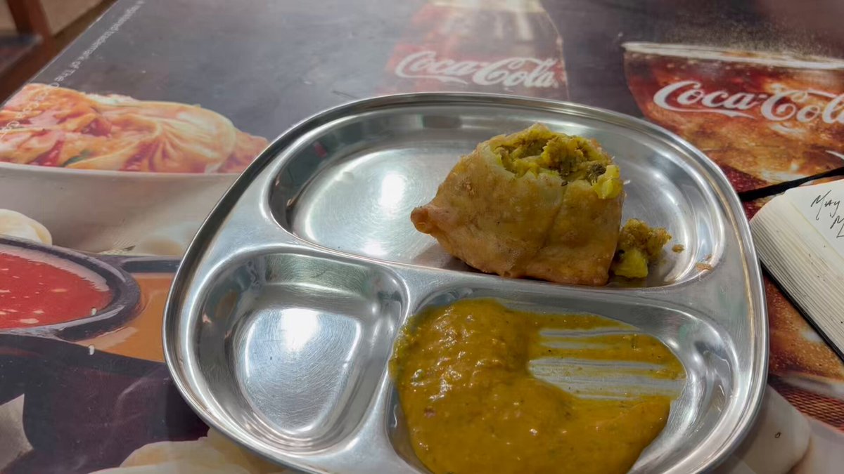 Breakfast for 30 cents - Hot Samosa, Chutney, and Milk Tea Nepal for the win.