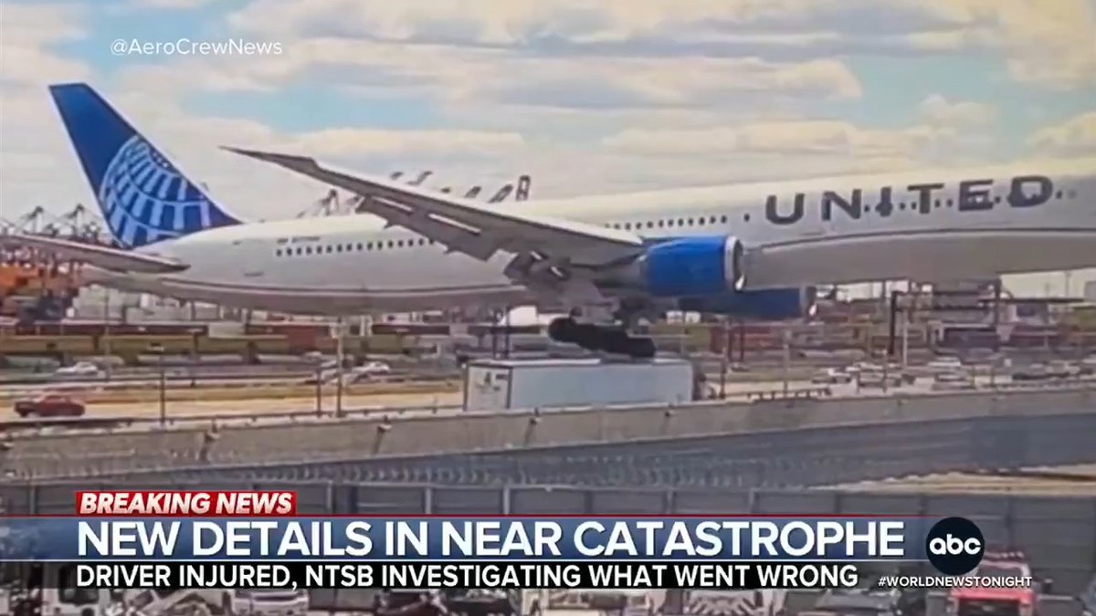 A bakery truck on I-95 in New Jersey was hit by a United Airlines passenger plane coming in for landing at Newark Liberty Airport. Remarkably no one was injured, but both the driver and passengers aboard the plane felt the impact. Gio Benitez has more.