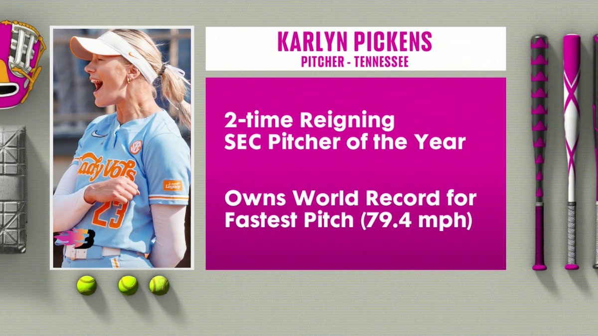 .@vol_softball's Karlyn Pickens was selected first overall in the AUSL draft‼️ The pitcher is headed to the Carolina Blaze 🔥