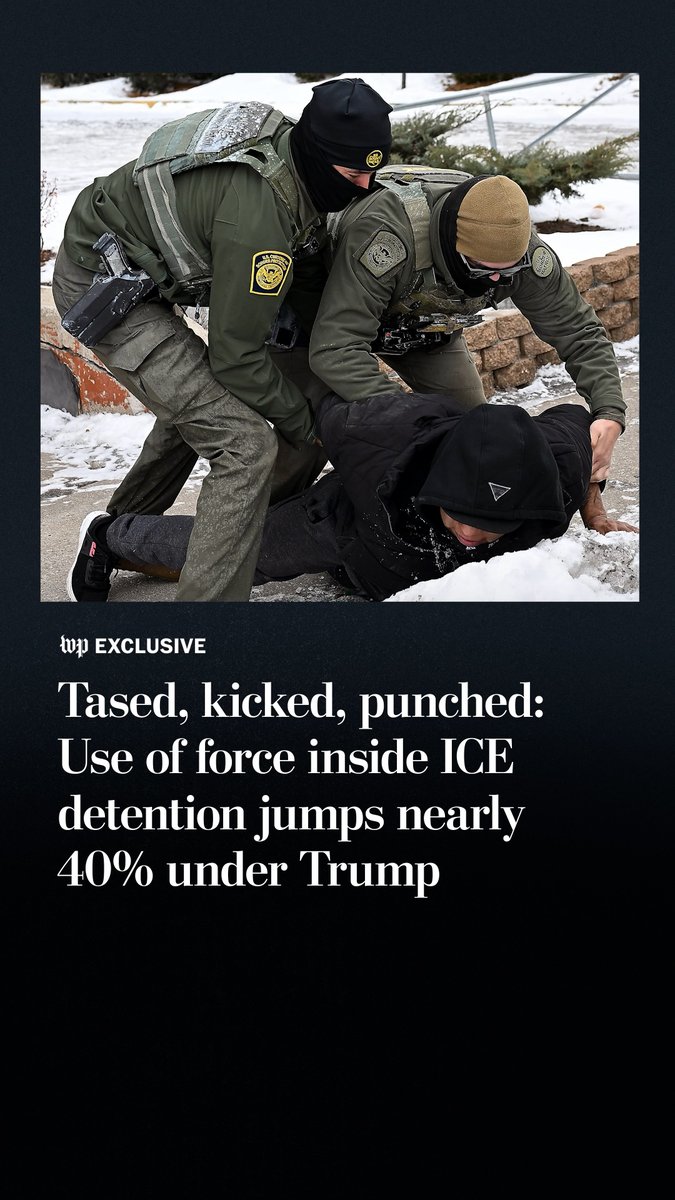 Internal ICE records obtained by The Post reveal guards used force on nearly 1,330 detained immigrants last year, a 54% increase from the prior year, as the Trump administration carried out the biggest expansion of immigration detention in decades. The reports document detainees pepper-sprayed while demanding food, water and medical care — and injuries including seizures, broken arms and eye injuries.