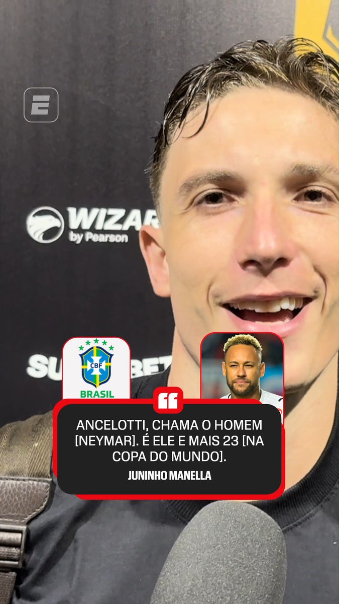 Juninho Manella se juntou à campanha a favor de Neymar na seleção brasileira para disputar a Copa do Mundo! Concorda com ele? #FutebolNaESPN #ESPN2026