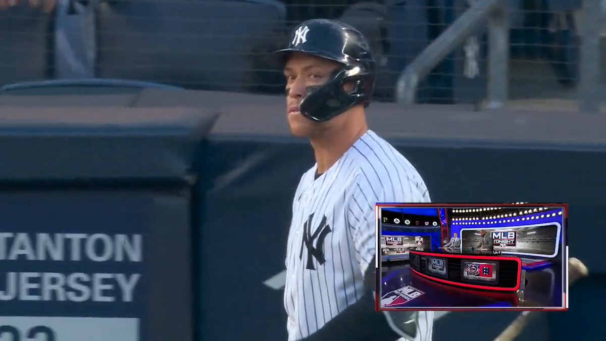 "How do you not tap the helmet right there..." - Chris Young Moments later, Aaron Judge made the Orioles pay with a 2-run HR! 💪