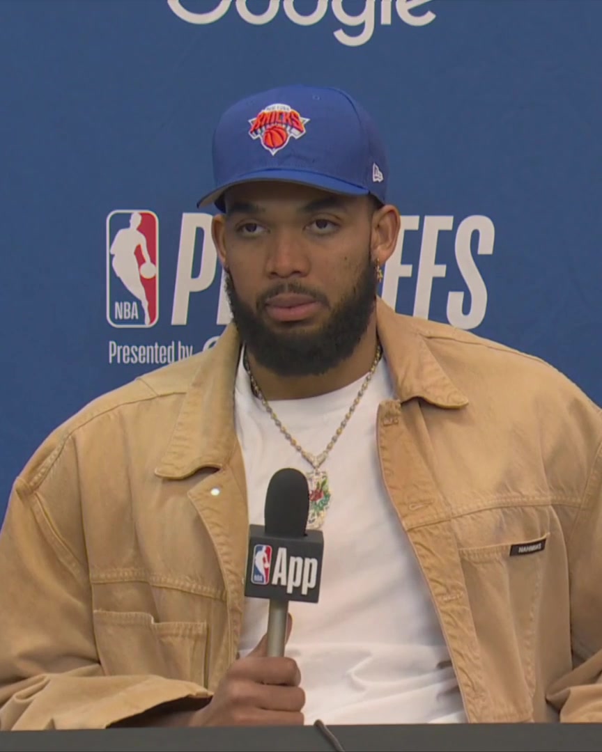 "We're playing well, but it doesn't mean anything if we can't find a way to get three more wins" Karl-Anthony Towns was asked about the Knicks' blowout victories in their last four games: