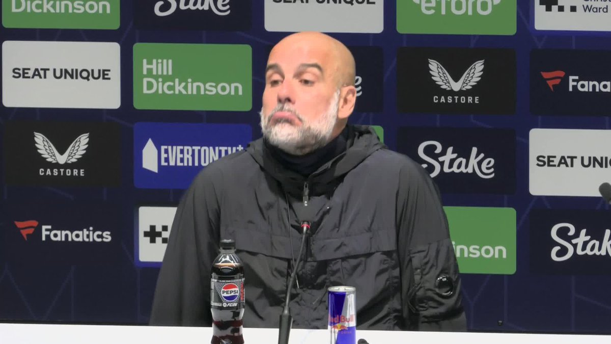 ''What can I say? Yellow card. 50 seconds, Doku out, waiting to come back.'' Pep Guardiola addresses Michael Keane's tackle on Jeremy Doku, saying ''it's not my job'' to decide whether the challenge deserved a red card ❌