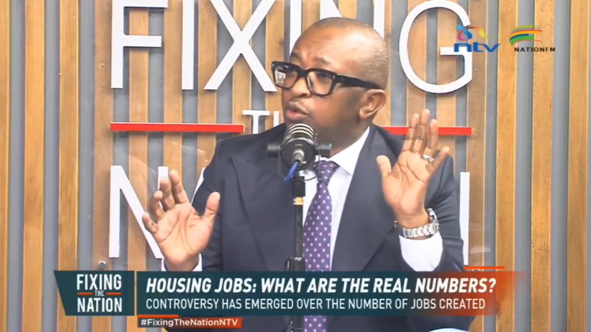 Housing jobs: What are the real numbers? PS Charles Hinga says there's 'no inconsistency' between KNBS data and those announced by President Ruto. Hinga says 640,440 jobs have been created cumulatively based on a 'conservative' full-time equivalent of 2 jobs per unit (1 direct & 1 indirect). #FixingTheNationNTV Nation FM Eric Latiff Nomadic Panda 🐼 Fellaris Wambui