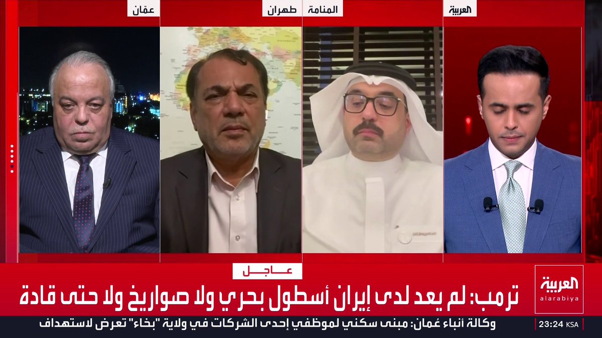 حاول ضيفنا نفي تورط إيران بالهجوم على الإمارات وردينا عليه بتصريح مسؤول إيراني عسكري للتلفزيون الإيراني ... ونسأل : بأي حق ينشر الحرس الثوري خارطة حدد فيها باللون الأحمر سيطرته على مياه إقليمية للإمارات العربية المتحدة في أم القيوين والفجيرة ؟