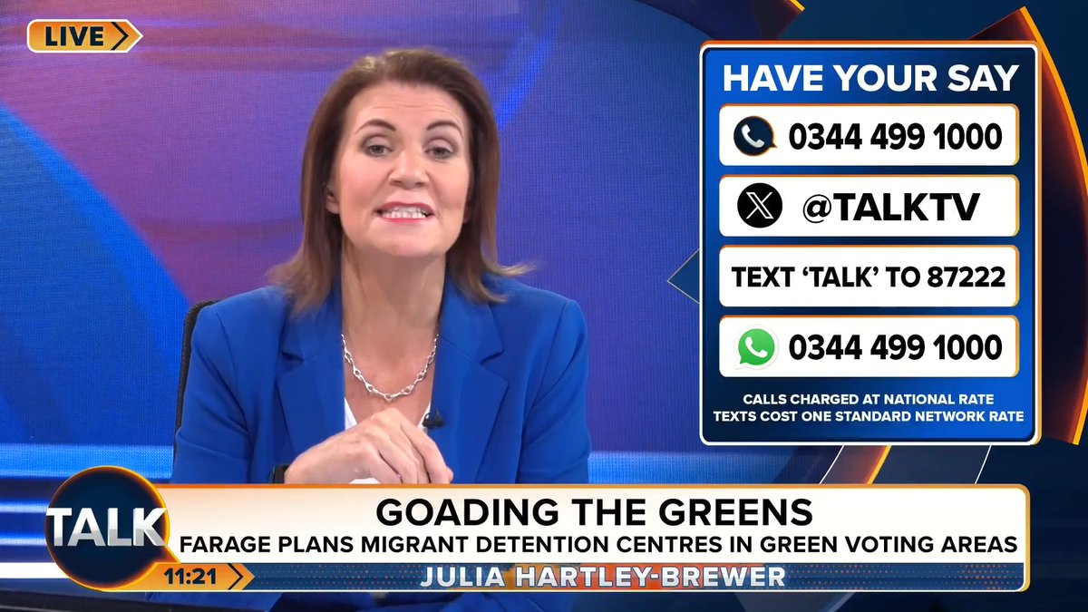 "I absolutely love this policy. It is basically calling the bluff of the open border zealots." Nigel Farage has pledged to build new detention centres for illegal migrants in areas that vote Green if Reform UK wins the next general election. Julia Hartley-Brewer