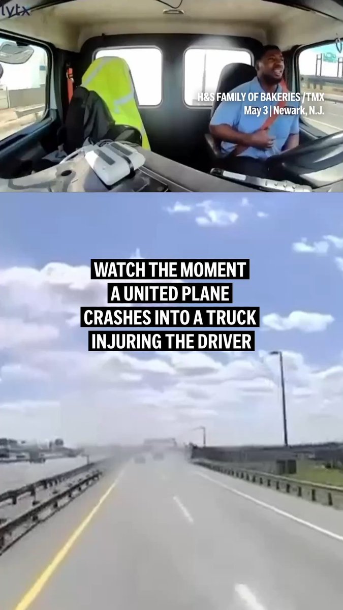A low flying United Airlines plane crashed in a light pole and a moving bakery truck on the New Jersey Turnpike Sunday afternoon after making an attempt to land at Newark Airport.