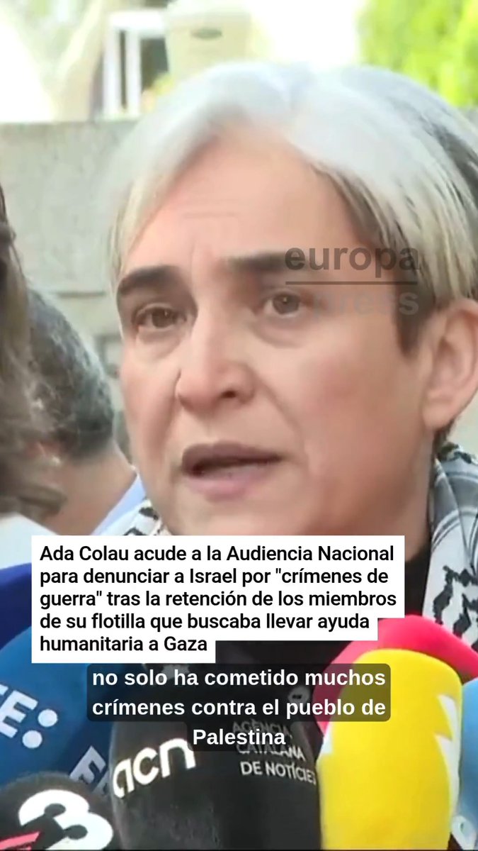Ada Colau acude a la Audiencia Nacional para denunciar a Israel por "crímenes de guerra" tras la retención de los miembros de su flotilla que buscaba llevar ayuda humanitaria a Gaza