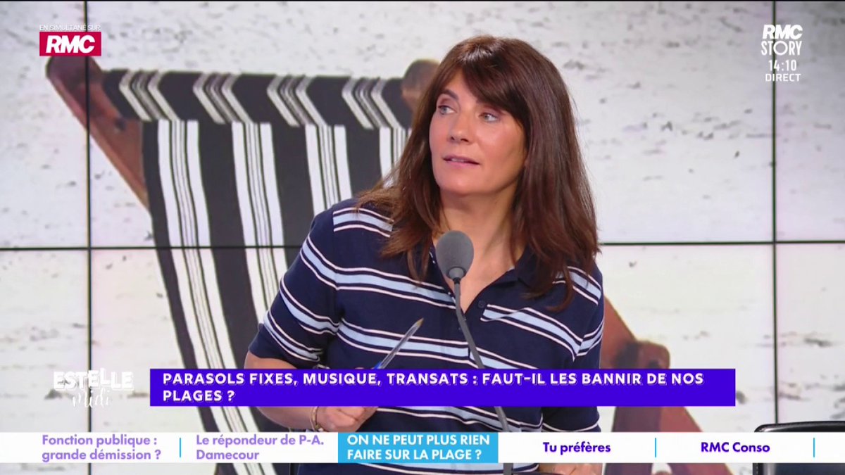 🏖️ Musique, transats : faut-il les bannir de nos plages ? 🎙️ Estelle Denis : "Je suis allé en Grèce, t'étais obligée de prendre un transat et une musique de malade... Je déteste ça ! Pourquoi je devrais supporter la musique à la plage ?! La plage, c'est le silence et la mer !"