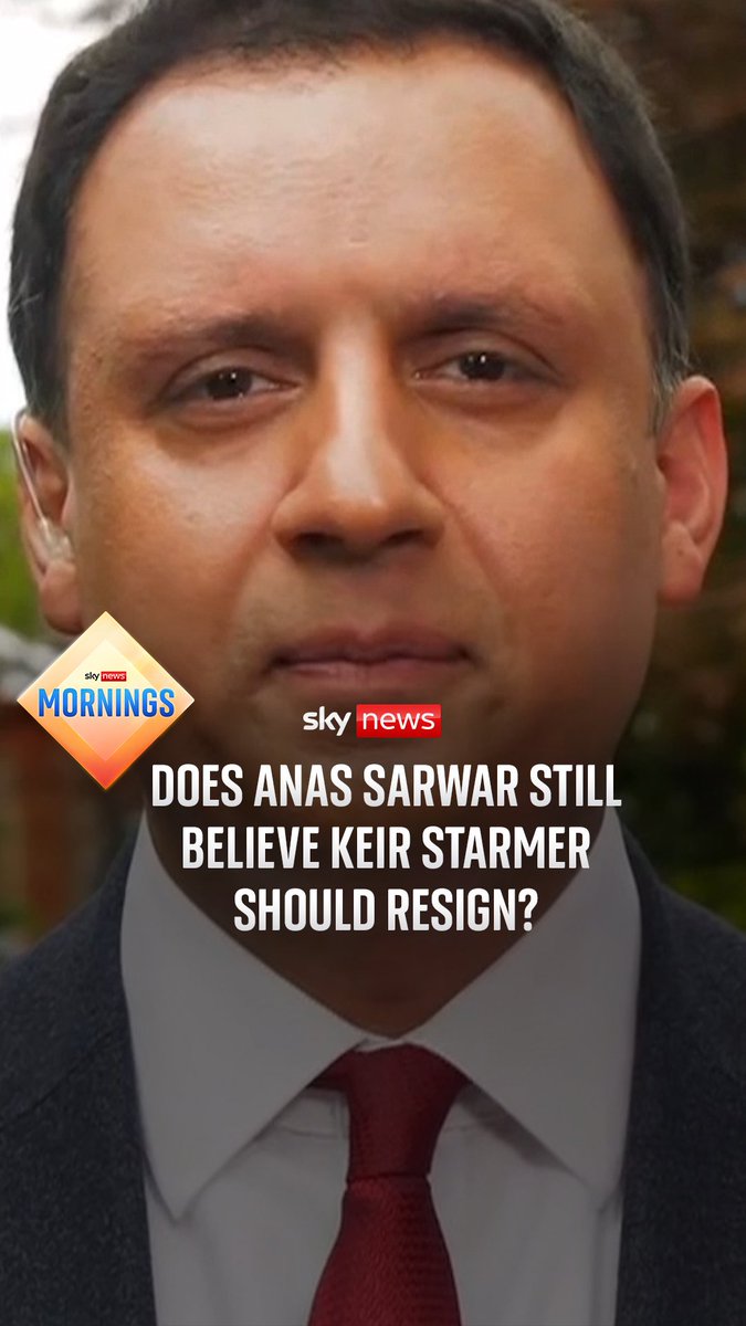 Does Anas Sarwar still believe Keir Starmer should resign? The Scottish Labour leader tells Sophy Ridge he does not "recoil" from his decision to call for the PM to resign in February. ▶️ Watch Mornings with Ridge and Frost: