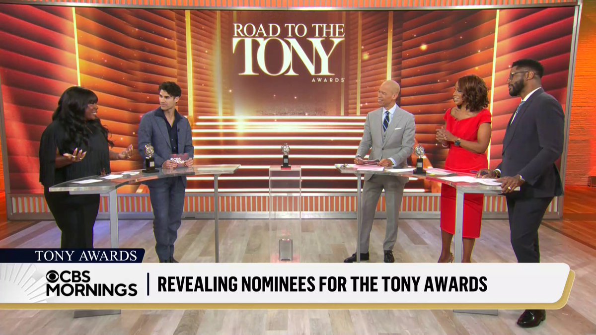 First on CBS Mornings, we’re announcing the nominees in six major categories for The Tony Awards with Broadway stars Uzo Aduba and Darren Criss ⭐️