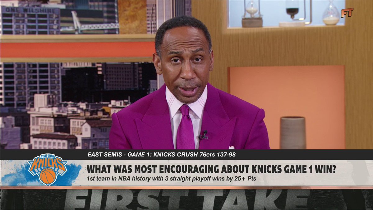 .Stephen A Smith reacts to the Knicks' blowout Game 1 win vs. the 76ers 🏀