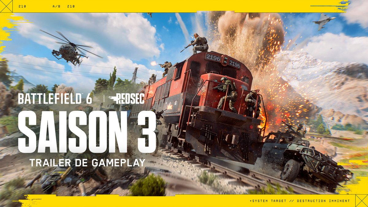 La Saison 3 arrive le 12 mai ⚔️ La PAX Armata surgit au milieu du chaos. Les seigneurs de guerre se lèvent. L’OTAN riposte. Combattez sur Train vers Golmud, notre plus grande carte à ce jour. 3 nouvelles armes. 3 nouveaux accessoires. Les classées arrivent sur le Battle Royale. #Battlefield6