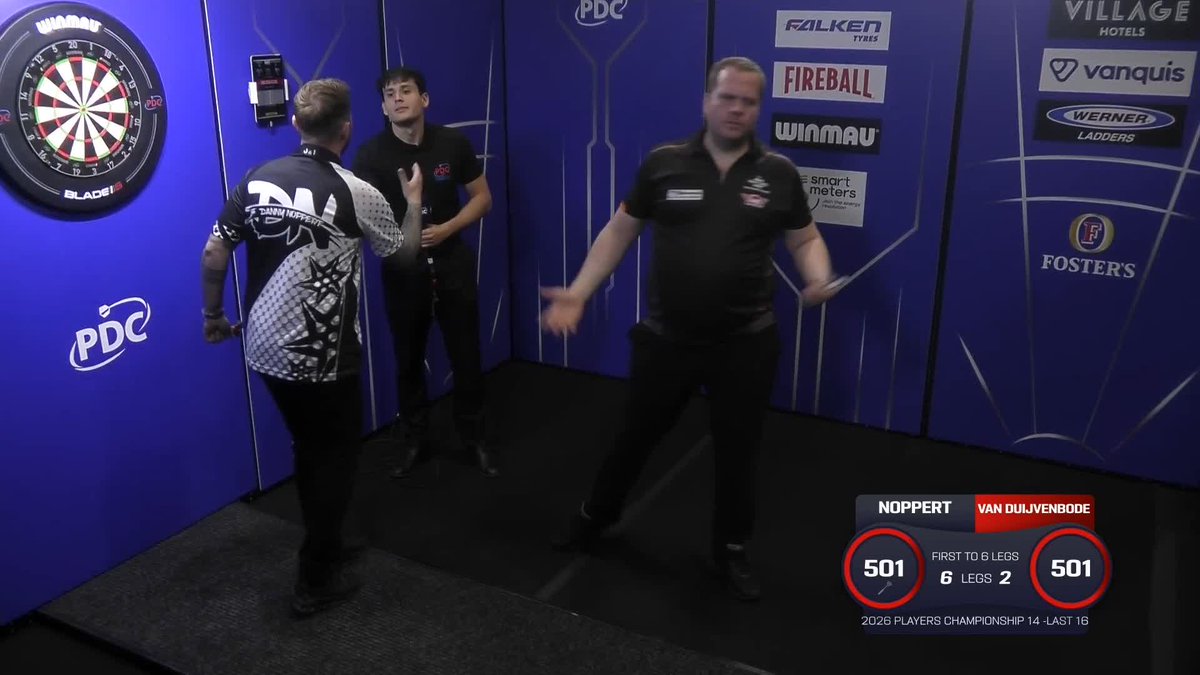 NOPPERT BREEZES THROUGH! Danny Noppert is through to the quarter-finals of #PC14, as The Freeze averages upwards of 102 on his way to a 6-2 victory over Dirk van Duijvenbode! 📺 #PC14