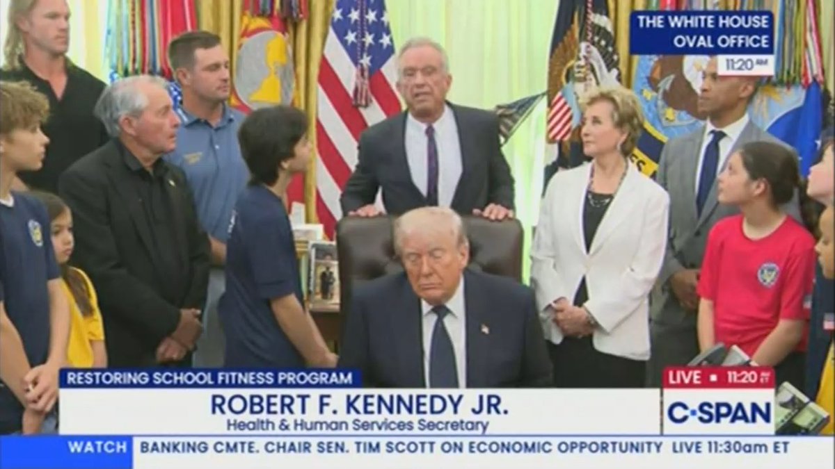RFK Jr: We have a bunch of thoroughbreds in this cabinet. Pete and Scott and Sean Duffy and Linda and Tulsi and Doug Burgum. There's a lot of people who could probably do a 50-mile hike. Trump: What about me? You didn't mention my name. I could do a 50-mile hike!