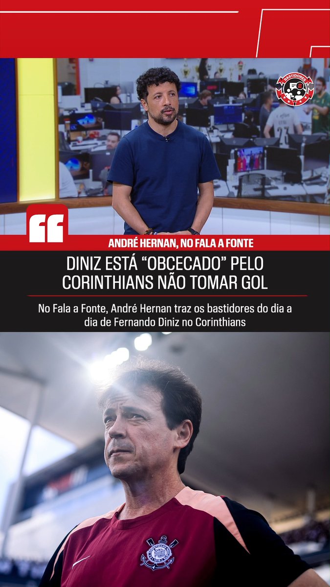 “O Diniz está meio obcecado para o Corinthians não tomar gol. Ele tem falado muito sobre isso para os jogadores no dia a dia, nos treinos, nas preleções.” 🎙️ André Hernan, na ESPN. 🎥 ESPN Brasil | SportsCenter Brasil