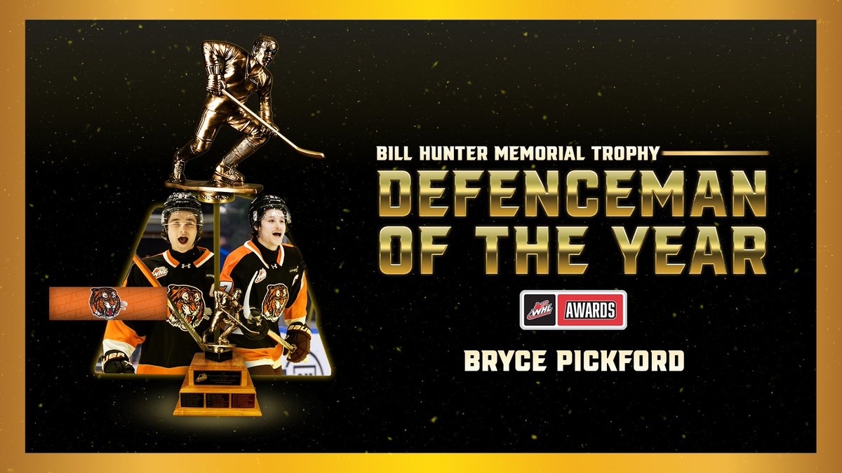 Following his 45-goal campaign, Canadiens Montréal prospect and Medicine Hat Tigers captain Bryce Pickford is the recipient of the Bill Hunter Memorial Trophy as the WHL's Defenceman of the Year! #WHLAwards 📝 |