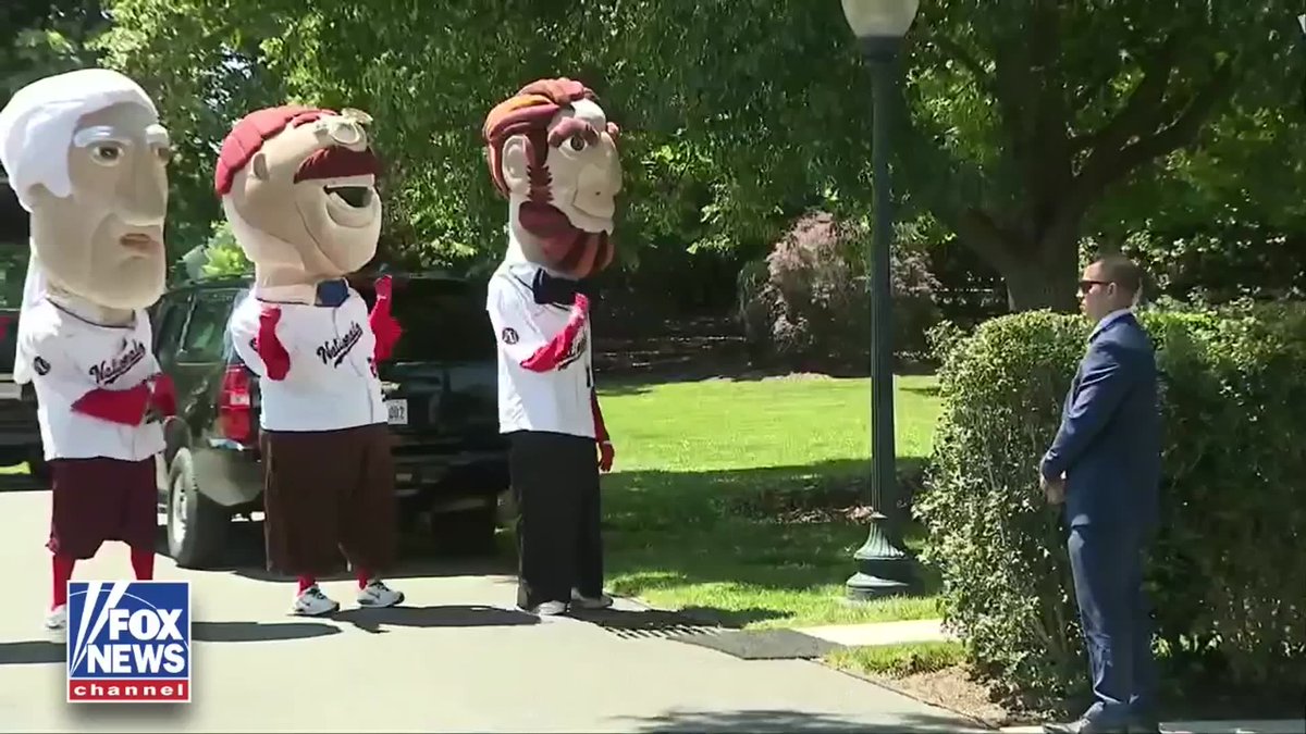 JUST IN: President Trump walks out to greet Washington Nationals mascots and children at a White House field day after signing a proclamation officially restoring the Presidential Fitness Test in U.S. schools.