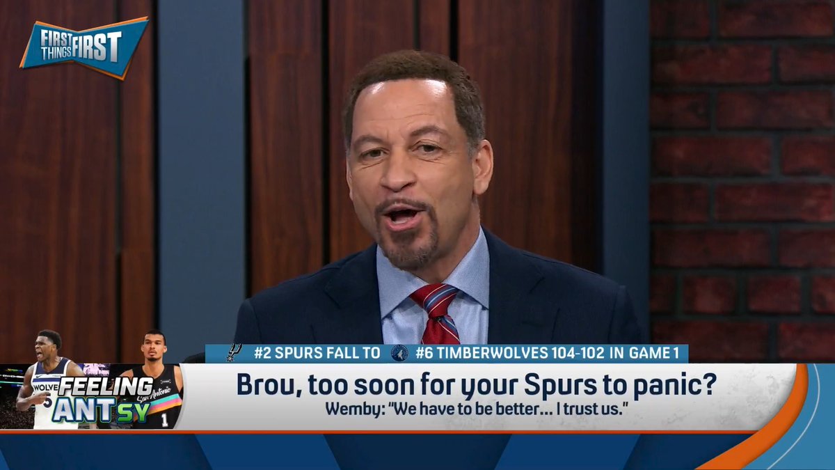 No misdirections from Chris Broussard today 😅 “It is way too soon to panic. A brother is concerned. My pick is the Spurs and I believe they will win this series…I have so much respect and admiration for the Timberwolves.”