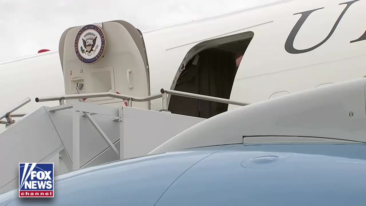 JUST IN: Vice President JD Vance arrived in Iowa this afternoon, deboarding Air Force Two with his son, Vivek, in tow.