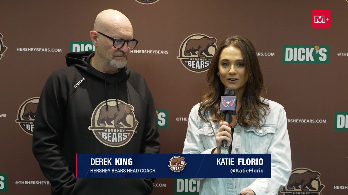 Hershey hosts the next two American Hockey League Division Semifinal games between Hershey Bears &amp; x - Wilkes-Barre/Scranton Penguins 🍿 Head coach Derek King joins Katie Florio to talk about the tied series on home ice. Washington Capitals | #ALLCAPS