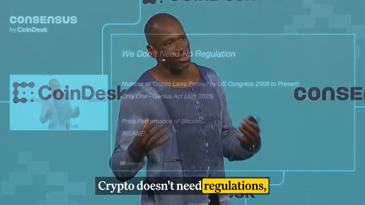 🌴 Arthur Hayes says "crypto doesn't need regulations" on the Anchorage Digital ⚓️ Digital Mainstage at @Consensus2026