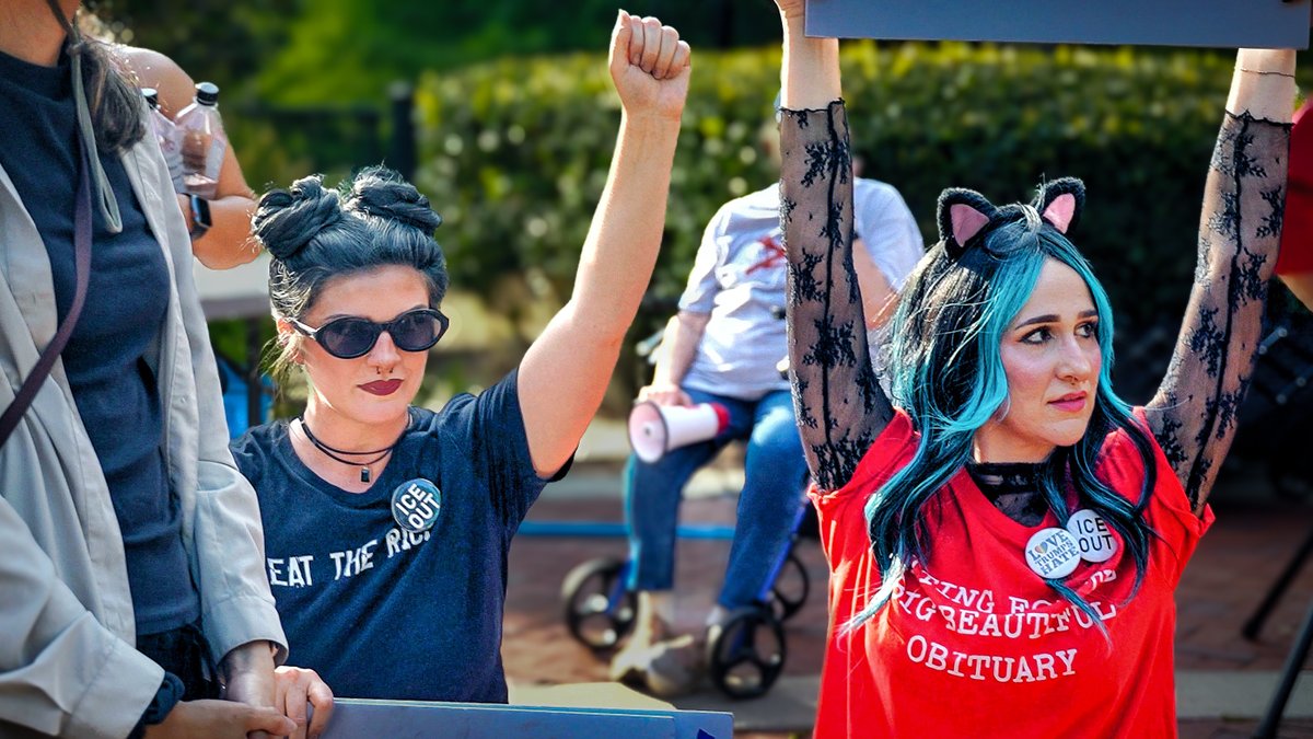 I went UNDERCOVER at a NO KINGS rally with Cait Scott and got Democrats to PRAISE my "We Are Cole Allen" sign and call him a hero 😂