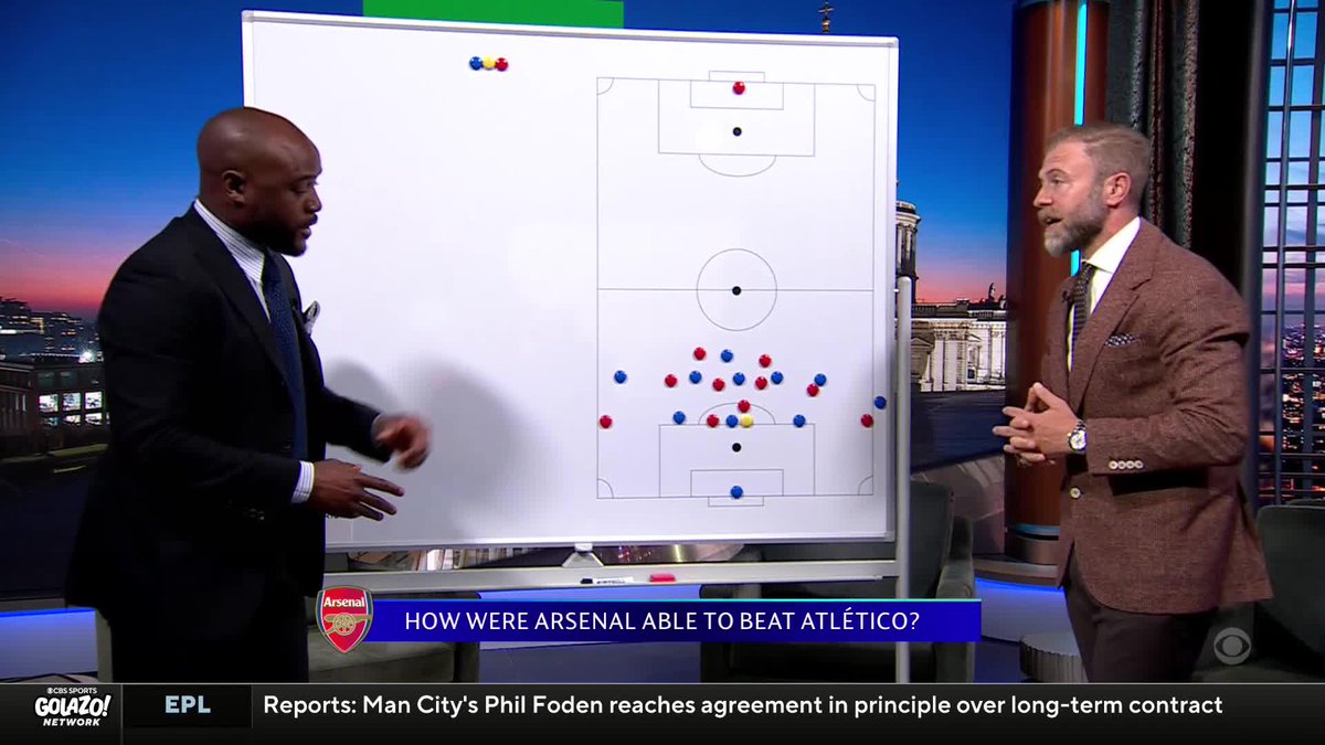 "The reason why they're trying to create width is to stretch this backline out." Mike Grella and Nigel Reo-Coker break down how Arsenal were able to beat Atlético Madrid 🗣️