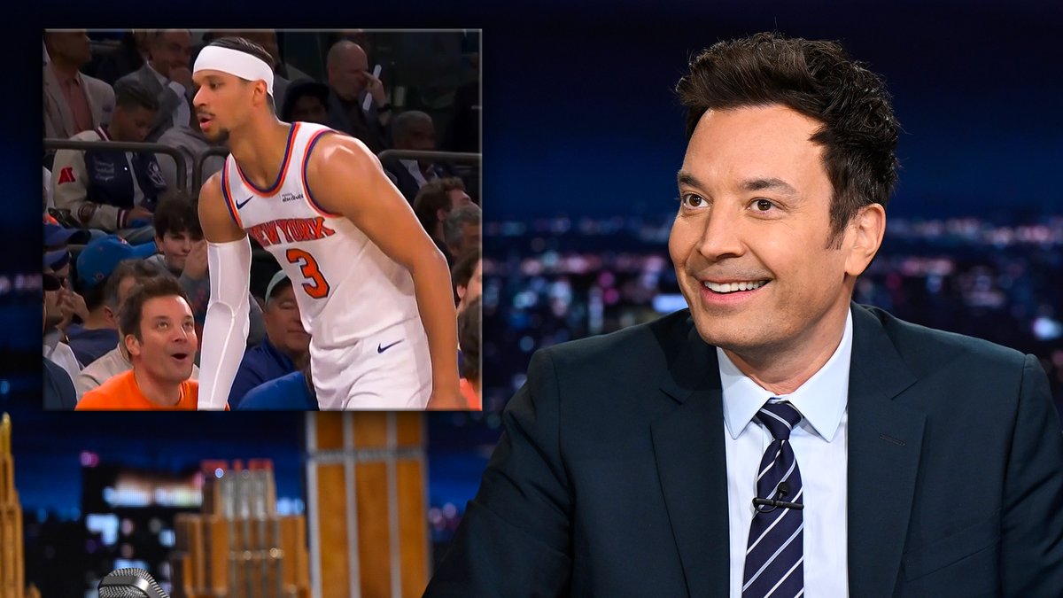 Jimmy responds to Josh Hart untying his shoe at last night’s NEW YORK KNICKS game 😭 #FallonTonight