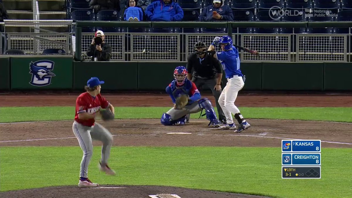 CREIGHTON WALK OFF BOMB IN THE 13TH 🔥 Bluejays end Kansas' 10 game win streak.