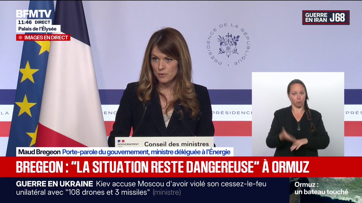 Pour Emmanuel Macron, "ce n'est en aucun cas la France qui a été visée" après qu'un navire CMA CGM a été touché dans le détroit d'Ormuz