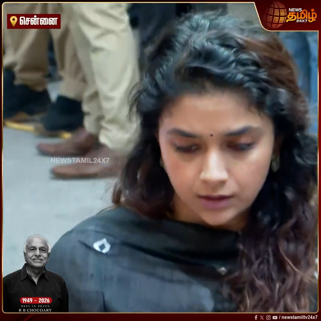 Our Keerthy Suresh arrived to pay her last respects to producer R.B.Choudary 🙏