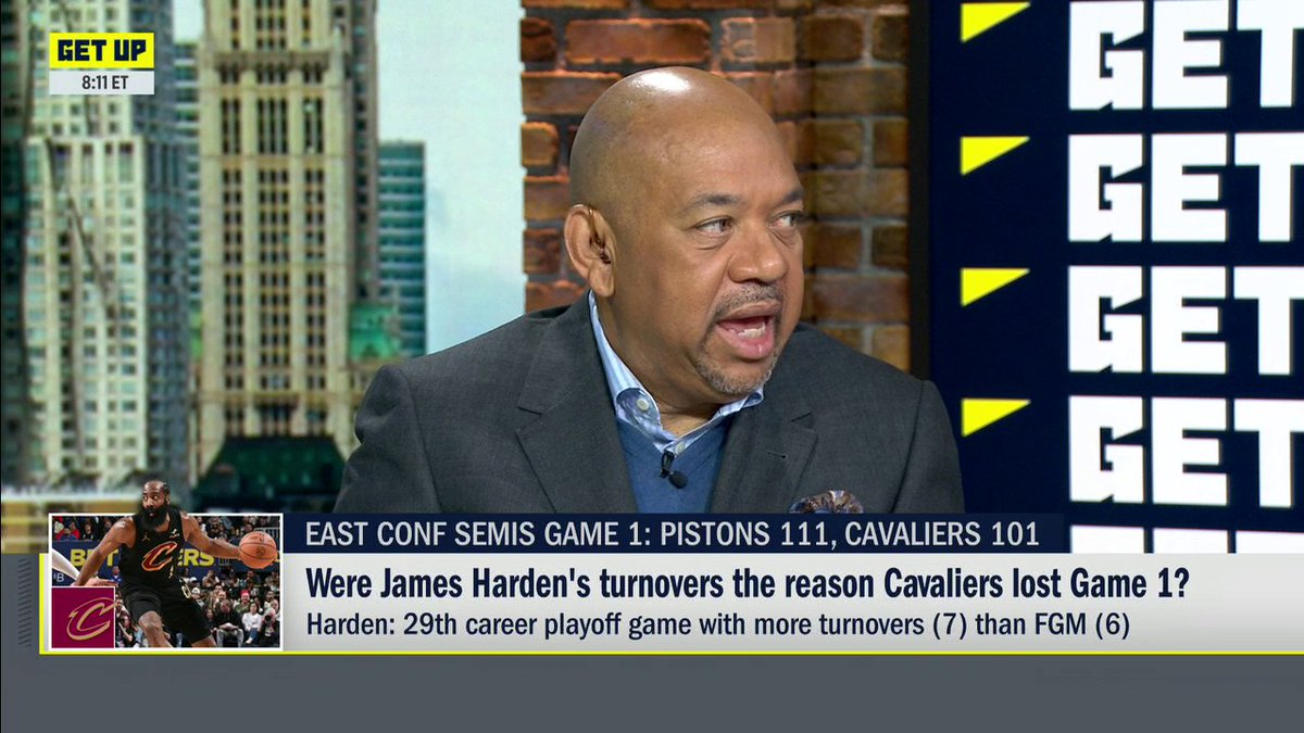 "Can he still produce ... not once, but three or four times in a playoff series?" Michael Wilbon reacts to James Harden and the Cavaliers' Game 1 loss vs. the Pistons 😳