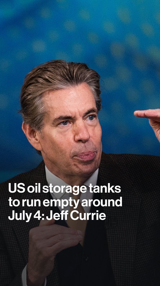 "I've never seen anything like it before." Oil storage tanks in the United States will run empty "somewhere in the July 4 period," Carlyle's Jeff Currie tells Francine Lacqua