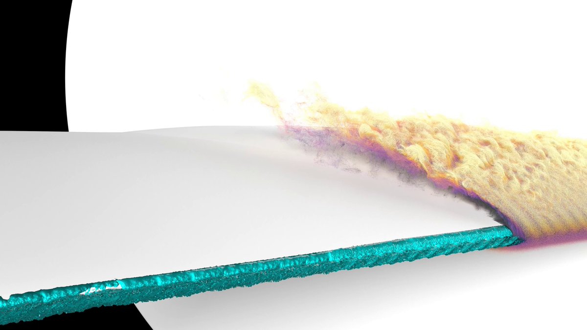 As air flows around iced wings ✈️🧊 Using NASA’s LAVA framework, engineers created this simulation of air flowing around ice buildup on a Common Research Model wing, helping predict how ice formation could impact aircraft performance.