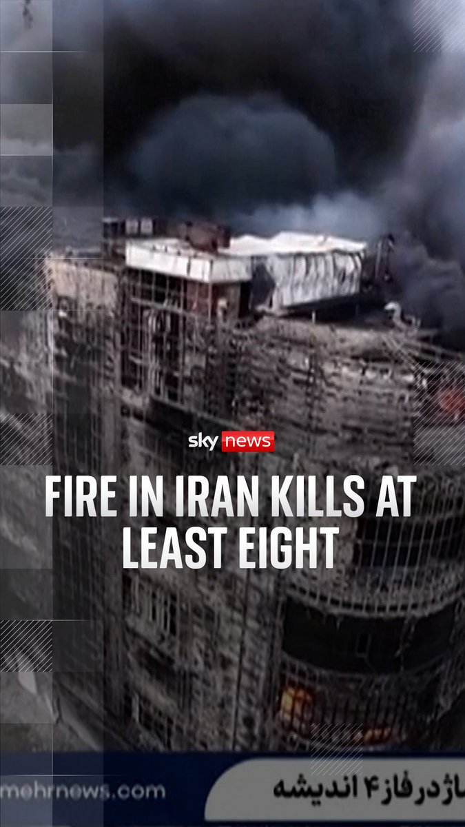 Eight people have been killed and 36 injured after a fire tore through a shopping centre near Iran’s capital, state media said. Footage shows firefighters battling flames as thick black smoke poured from the multistorey building. Live updates: